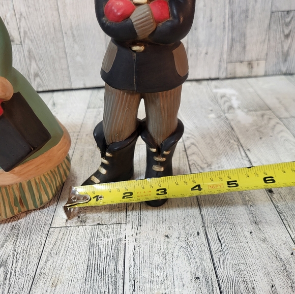 Set of 2 Vintage Atlantic Mold Hand Painted Ceramic Christmas Carolers Boy Girl - Picture 8 of 11